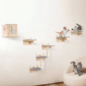 Wall Mounted Cat Shelves, Cat Wall Shelves and Perches with Jumping Boards, Nest, Barrier Board & Cat Tree