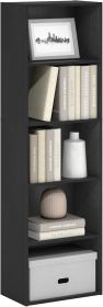 5-Cube Bookshelf, Bookcase with Open Shelf, 9.4 x 15.8 x 52, for Living Room, Bedroom, Home Office, Blackwood