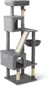 Indoor Cat Kittens Multi-Level Climbing Activity Tower with Scratching Posts, FSC Certified, 60.1" (152.7cm) H, Grey