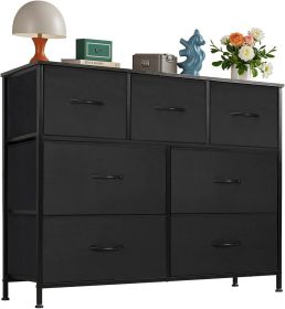 7 Drawers Dresser for Bedroom, Fabric Storage Tower for Living Room, Entryway - Sturdy Steel Frame, Wooden Top Easy Pull Fabric Bins