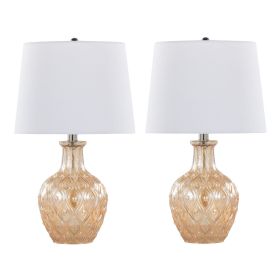 Gloria Round 20" Contemporary Glass Accent Lamp in Clear Champagne Lustre Glass
