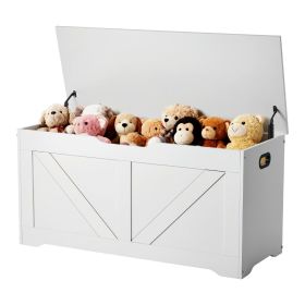 Kids Storage Bench, Wooden Toy Box Chest, Large Storage Cabinet with Safety Hinge, Toddlers Storage Bench for Playroom, Living Room or Entryway