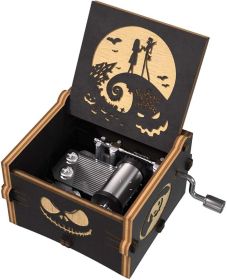 Ucuber Before Christmas Music Box, Engraved Mini Wood Music Box Gift, Melody This is Halloween