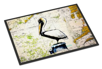 NEW Pelican on Map Doormat Front Door Mat Indoor Outdoor Rugs for Entryway, Non Slip Washable Low Pile, 18H X 27W