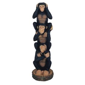8.5"H Hear-No, See-No, Speak-No Evil Stacked Monkeys Figurine Home Decor Gift