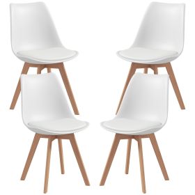 Modern Dining Table Chairs Set of 4, Rubber Wood Kitchen Table Chairs with PU Leather Cushion for Living Room, Bedroom
