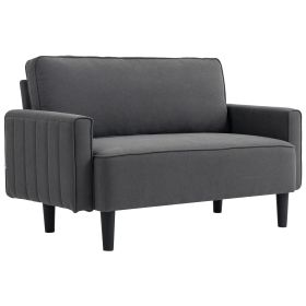 Loveseat Sofa, Linen 2 Seater Sofa Couch with Thick Padded Seat & Backrest for Living Room, Home Office, Dark Grey