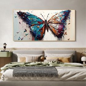 Handmade Oil Painting Large Original Colorful Butterfly Oil Painting On Canvas Canvas Wall Art Abstract Textured Animal Painting Custom Painting (Style: 01, size: 40x80cm)