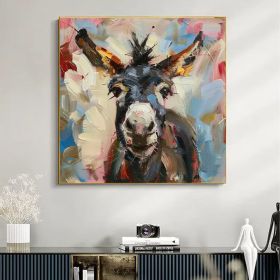 Donkey Portrait Canvas Painting Farm Animals Original Canvas Art Kids Room Decor Christmas Gifts (Style: 01, size: 50x50cm)