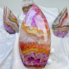 Amethyst Agate Freeform/ Crystal Ornament/ Mexican Lace Agate/ Amethyst/ Rocks and Minerals, Home decoration, holiday party decorations (weight: 300-400g)